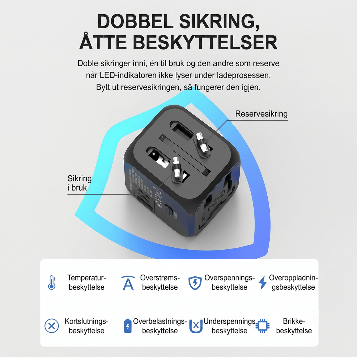 Adrinfly SA17-227H010 Universell Reiseadapter