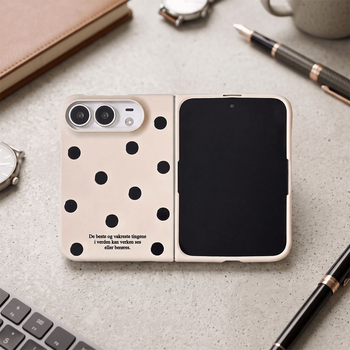 POLKAVEIL Polkadot Foldbart Deksel for iPhone Duo