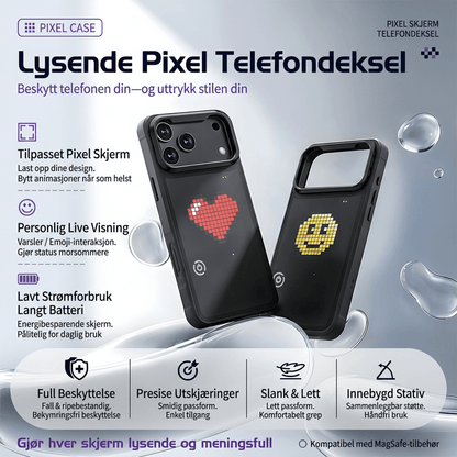 LUMIPIX Bluetooth-kompatibelt LED Pixel-deksel med fotstøtte for Apple iPhone