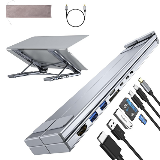 8-i-1 USB-C Laptop dokkingstasjon med stativ