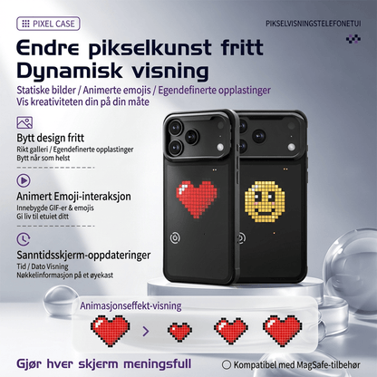 LUMIPIX Bluetooth-kompatibelt LED Pixel-deksel med fotstøtte for Apple iPhone