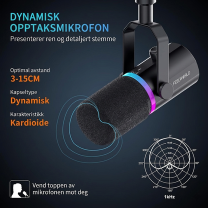 FEELWORLD PM1 XLR USB Dynamisk Mikrofon