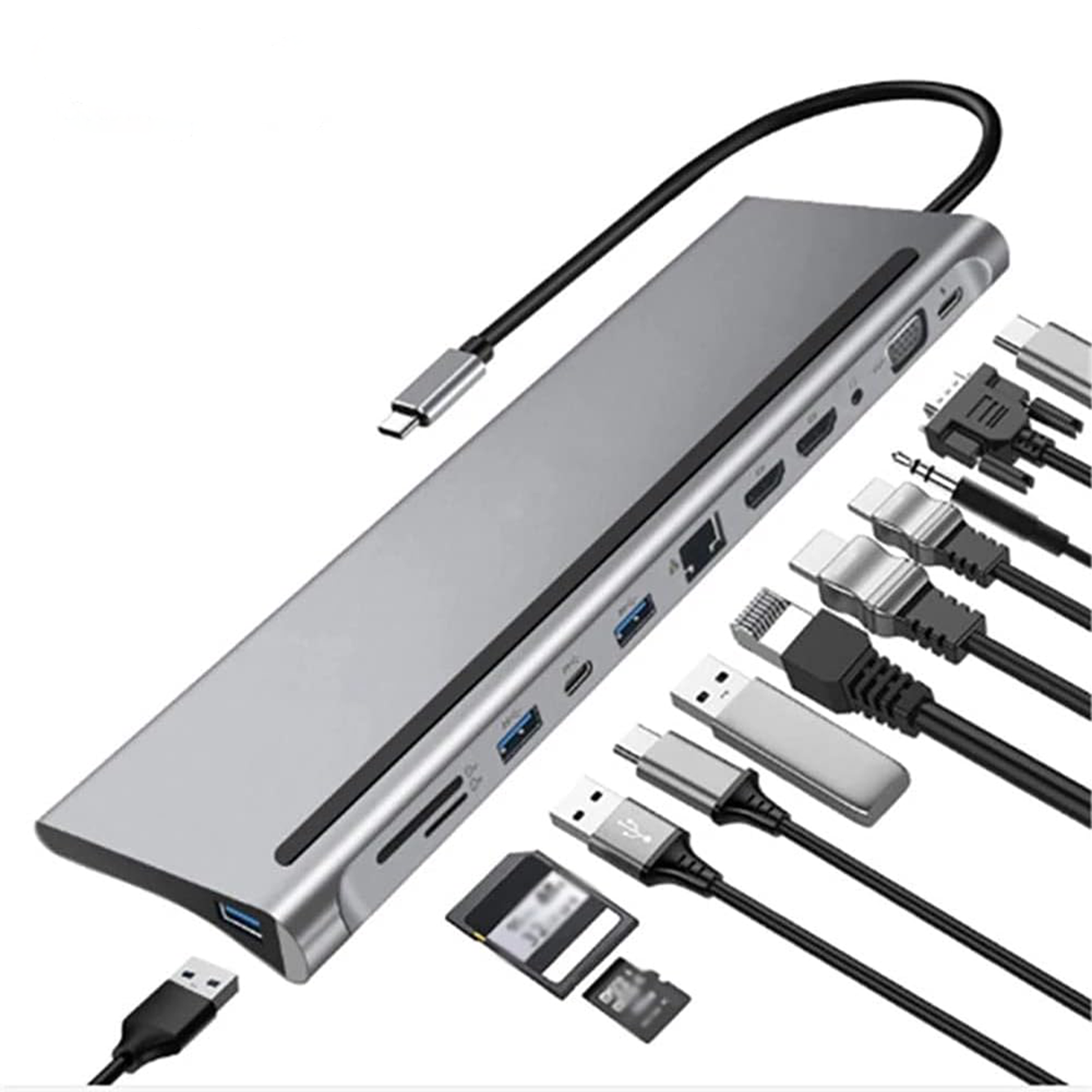 12-i-1 USB-C Hub dokkingstasjon
