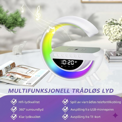 AWH G-Form trådløs ladelamp med høyttaler og vekkerklokke