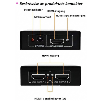 FDBV 4K UHD HDMI Splitter 1 inn 2 ut