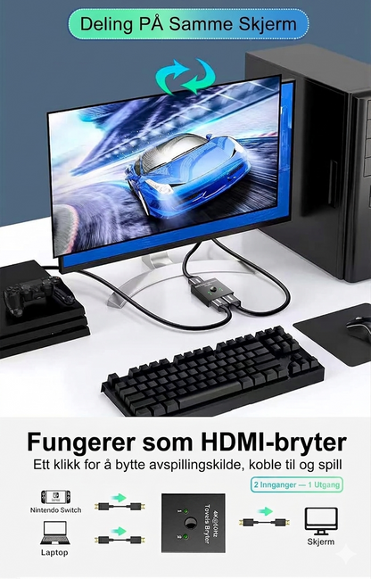 2-i-1 / 1-i-2 HDMI-bryter boks