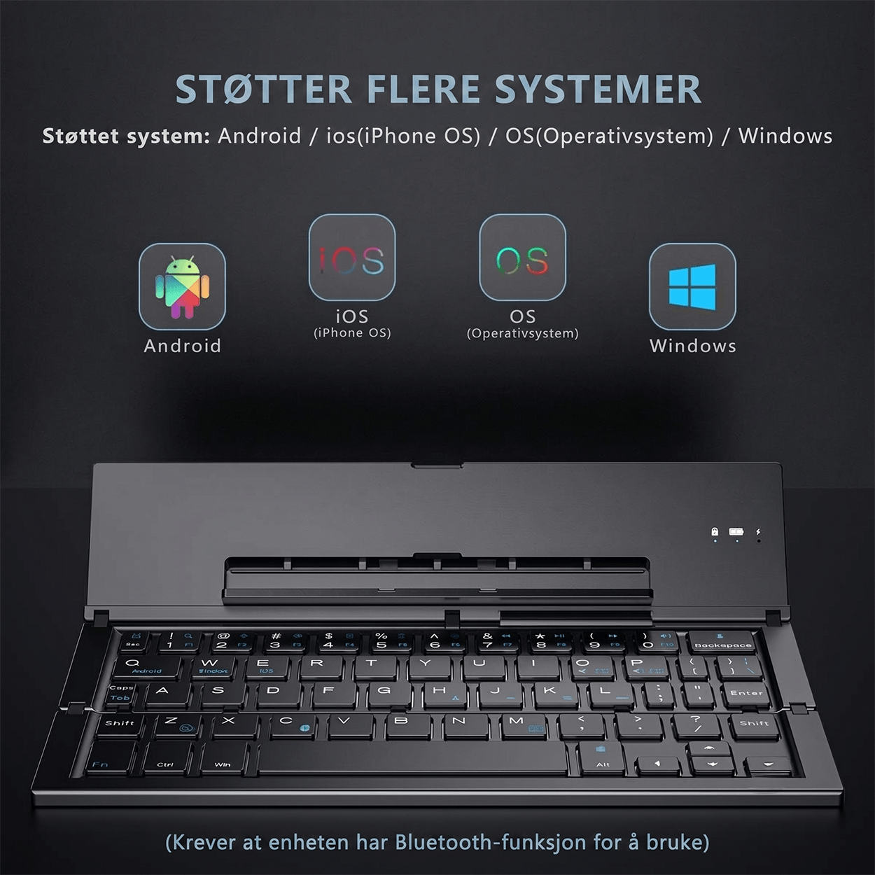 B.O.W GK608 Sammenleggbart Bluetooth-tastatur