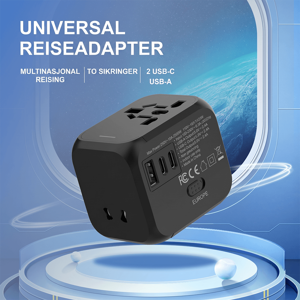 Adrinfly SA17-227H010 Universell Reiseadapter