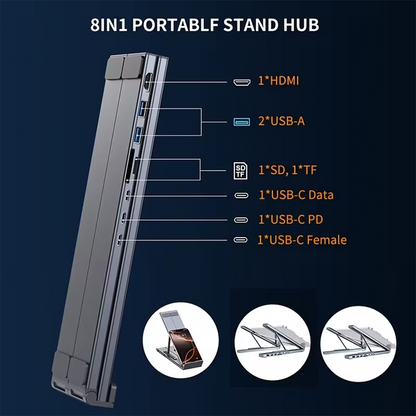 8-i-1 USB-C Laptop dokkingstasjon med stativ