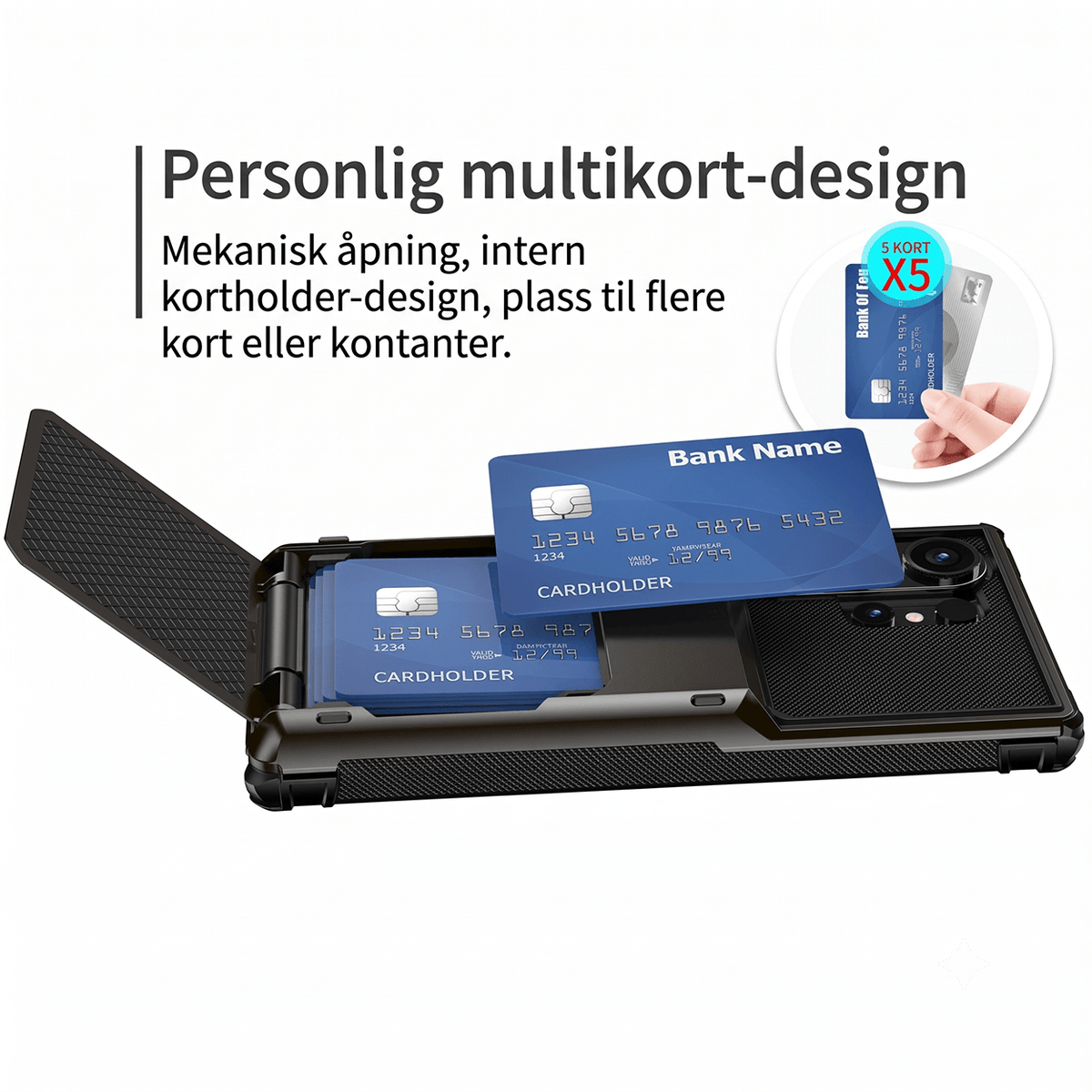 VaultCase PC-vippedeksel med korthlomme for Samsung S-serie