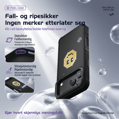 LUMIPIX Bluetooth-kompatibelt LED Pixel-deksel med fotstøtte for Apple iPhone