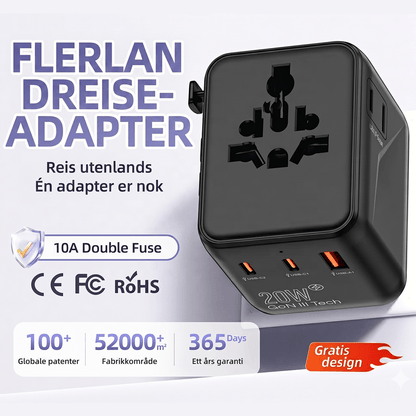 Universal Travel Plug Adapter 1005DC – 25W PD GaN Alt-i-ett universell reiseadapter