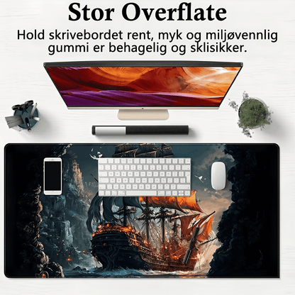 Pirate Ship Black Desk Mat - XXL utvidet spillmatte for mus