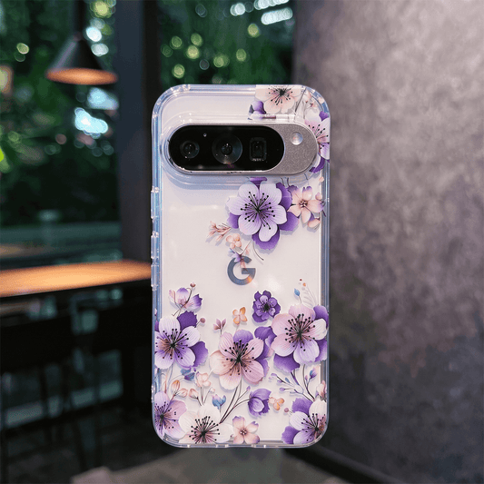 JT Elektroplettert Blomster Laser Transparent Deksel for Google Pixel 9/10 Serie