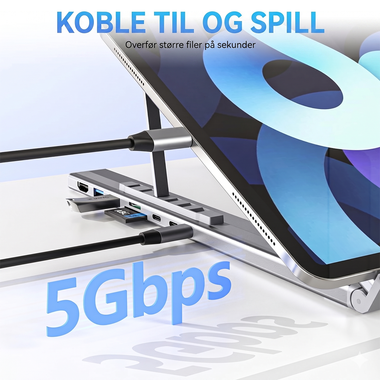 8-i-1 USB-C Laptop dokkingstasjon med stativ