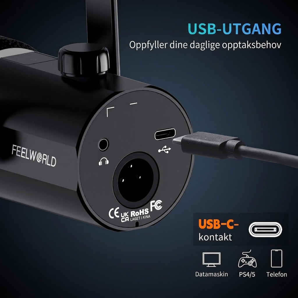 FEELWORLD PM1 XLR USB Dynamisk Mikrofon