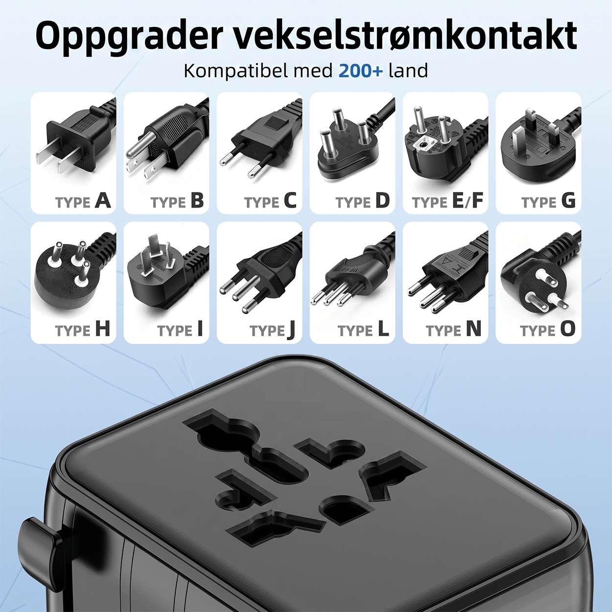 Universal Travel Plug Adapter 1005DC – 25W PD GaN Alt-i-ett universell reiseadapter