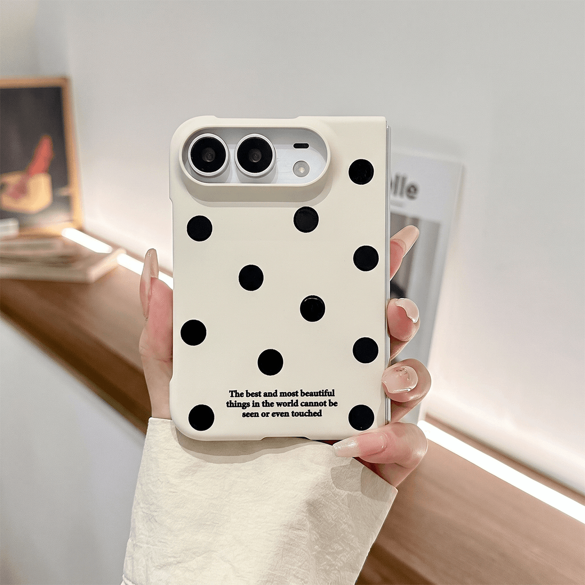POLKAVEIL Polkadot Foldbart Deksel for iPhone Duo