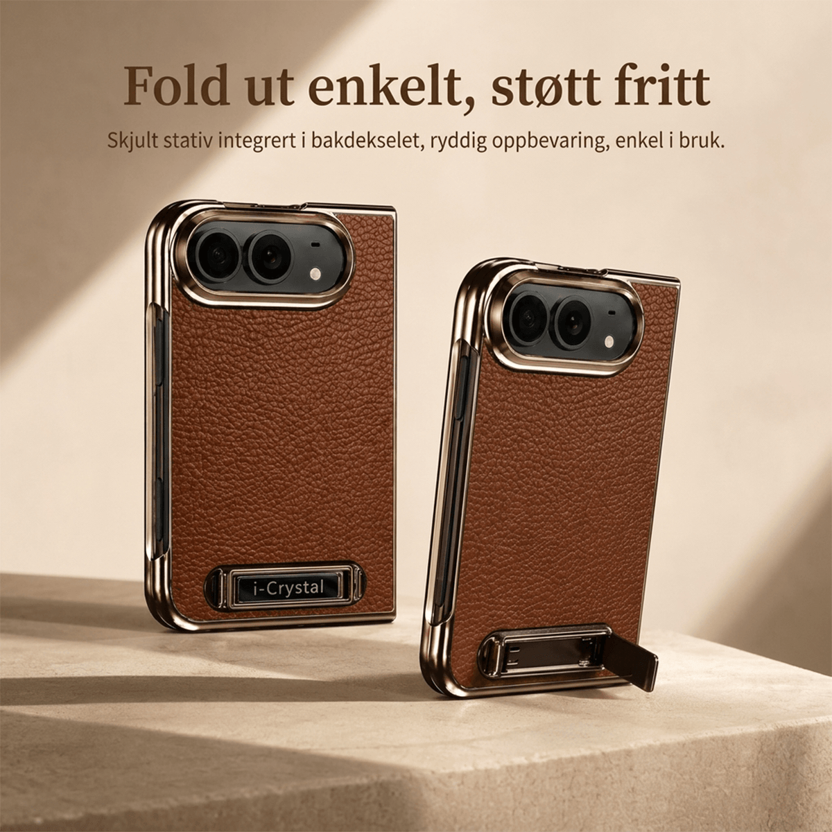 i-Crystal PU-skinn Elektroplettert Sammenleggbart Deksel til Apple iPhone Duo