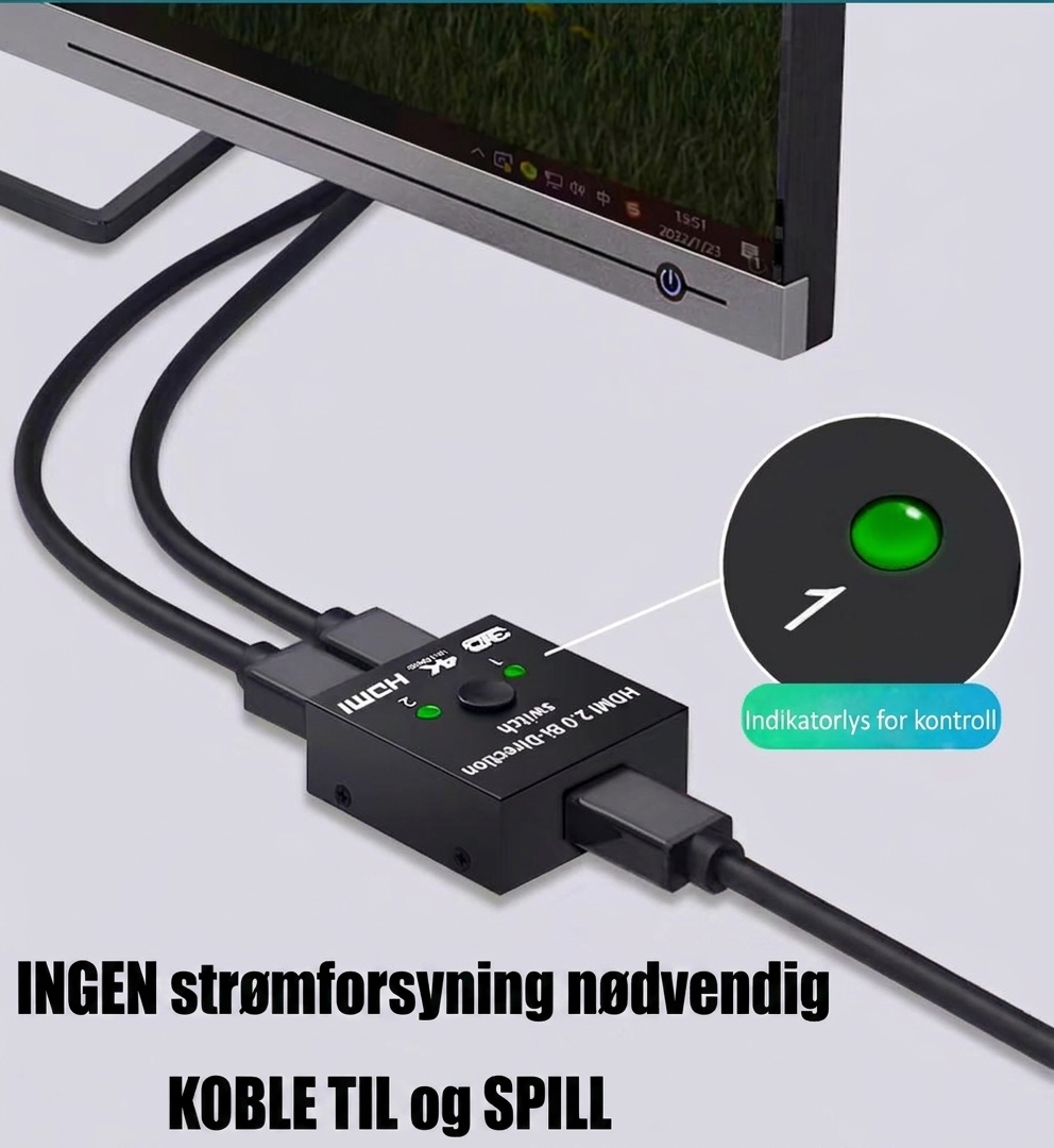 2-i-1 / 1-i-2 HDMI-bryter boks
