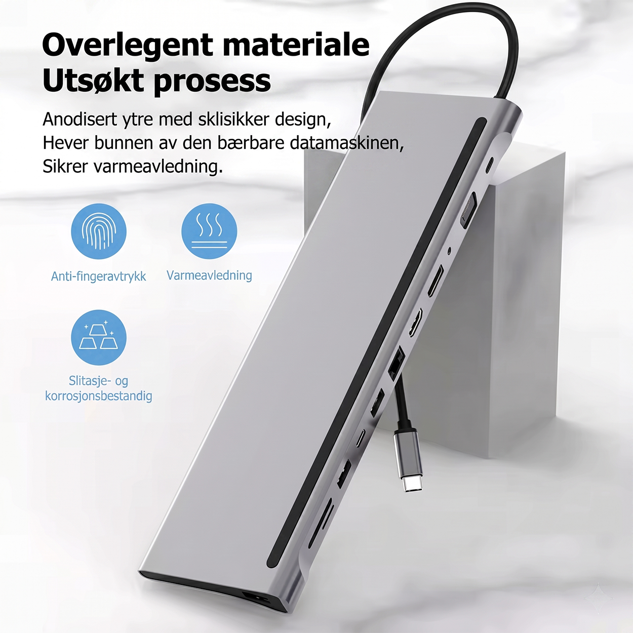 12-i-1 USB-C Hub dokkingstasjon