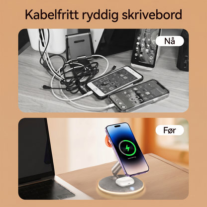 3-i-1 magnetisk trådløs ladestasjon
