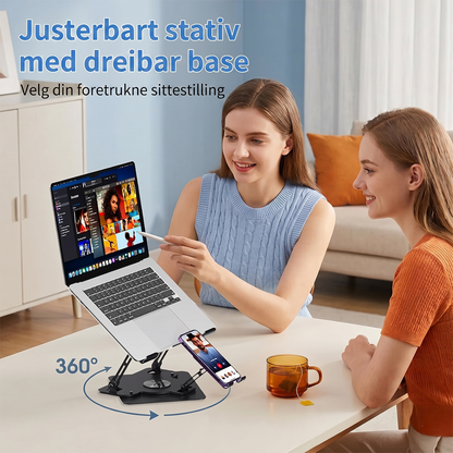 Bærebar kjølingsplate og stativ med termoelektrisk kjøler, 2-i-1 med telefonstativ, 360° roterbar base