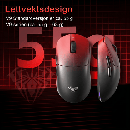 AULA V9 MAX trådløs spillmus med tre tilkoblingsmoduser
