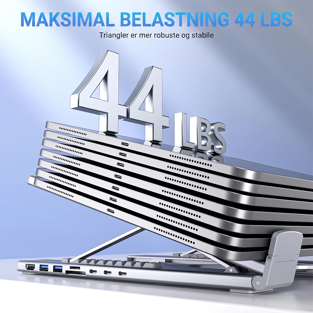 8-i-1 USB-C Laptop dokkingstasjon med stativ