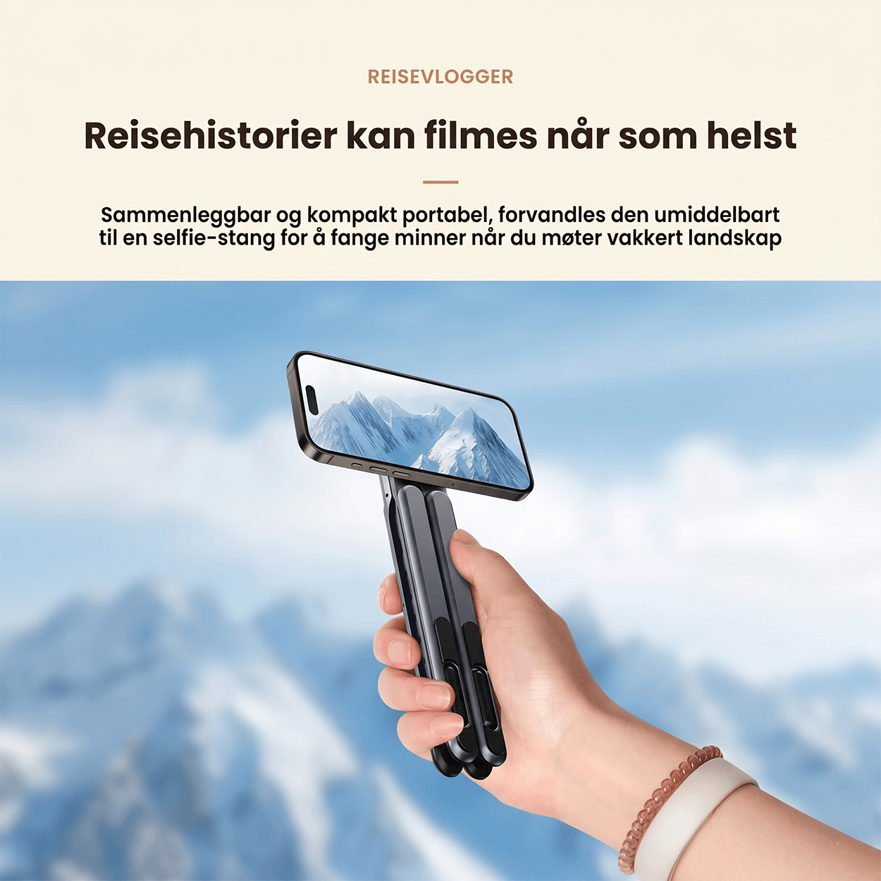 Sammenleggbart magnetisk stativ for telefon, nettbrett og laptop