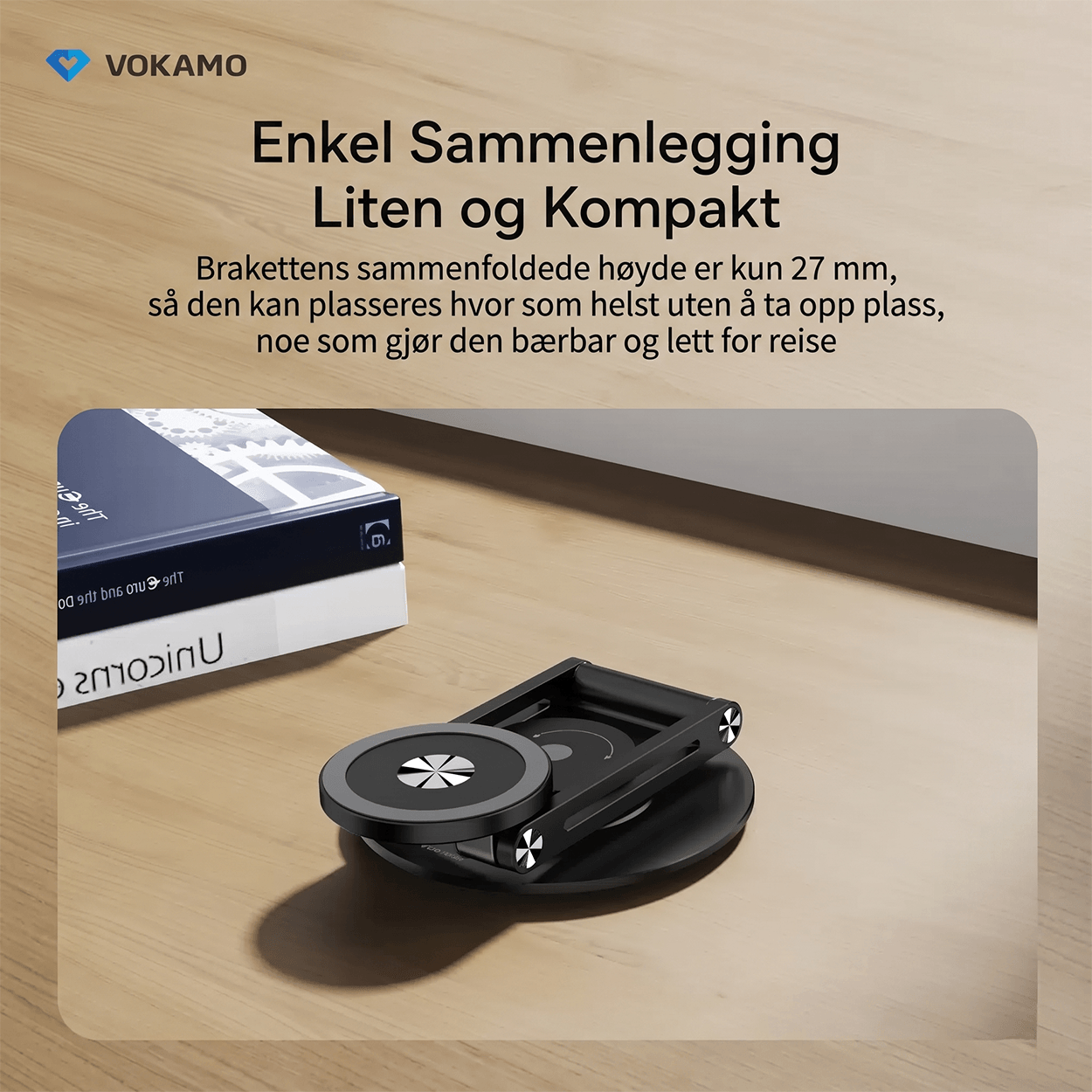 Vokamo MagStand Levitate – Magnetisk mobilstativ med justerbar vinkel i aluminiumslegering