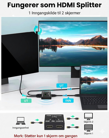 2-i-1 / 1-i-2 HDMI-bryter boks