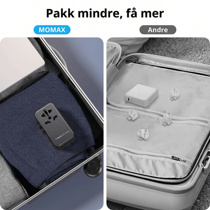 100W Universal Travel Adapter, 5-i-1 GaN internasjonal strømadapter