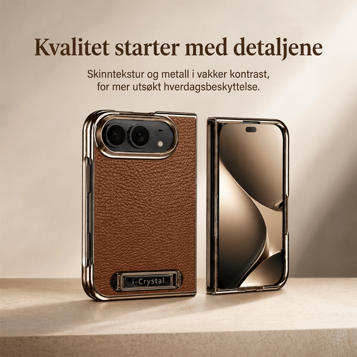 i-Crystal PU-skinn Elektroplettert Sammenleggbart Deksel til Apple iPhone Duo
