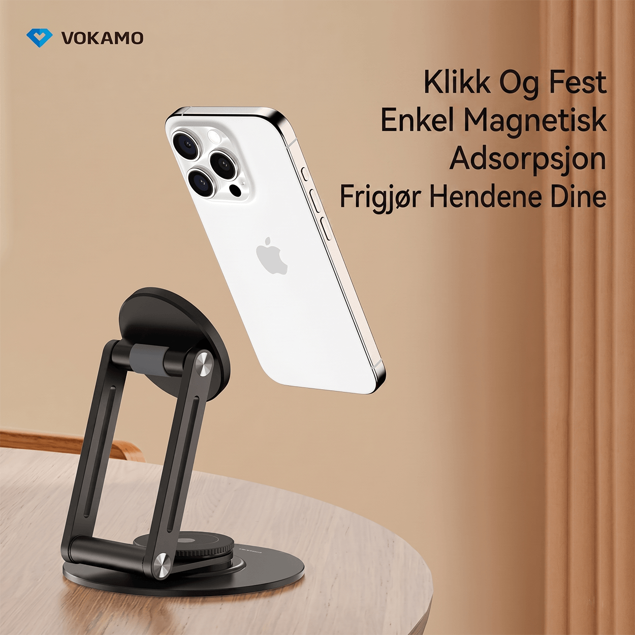 Vokamo MagStand Levitate – Magnetisk mobilstativ med justerbar vinkel i aluminiumslegering