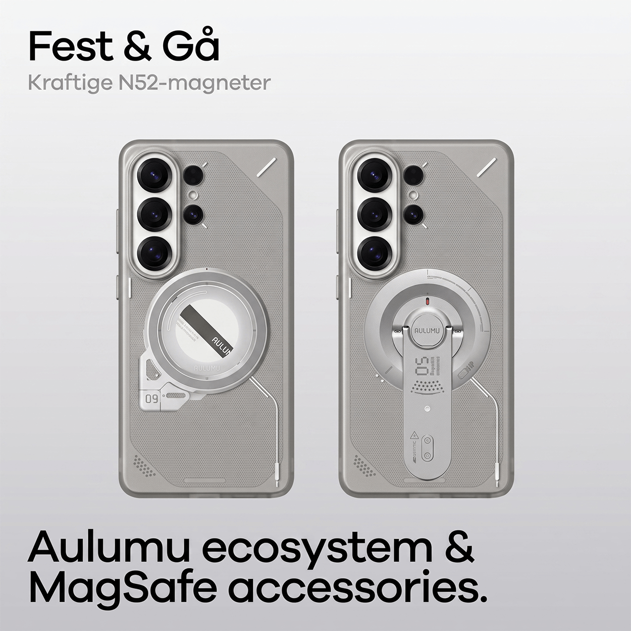Aulumu S26 Ultra Galaxy Magnetisk deksel (Gjennomsiktig grå)