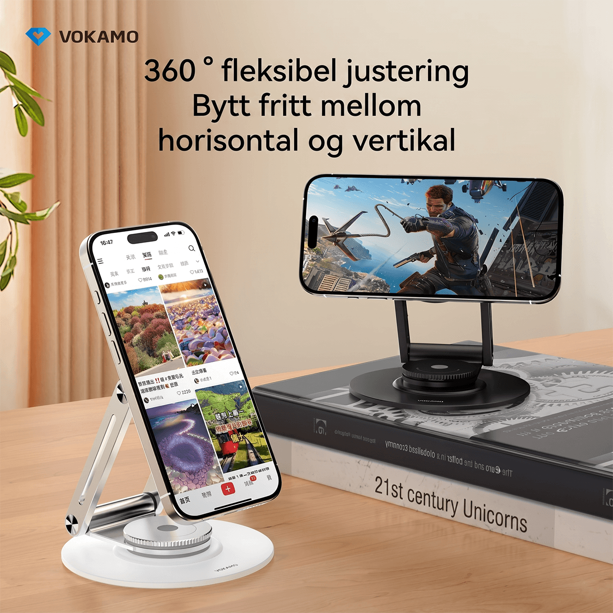 Vokamo MagStand Levitate – Magnetisk mobilstativ med justerbar vinkel i aluminiumslegering