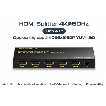 YITROX YT-SP104 4K HDMI-splitter 1 inn 4 ut