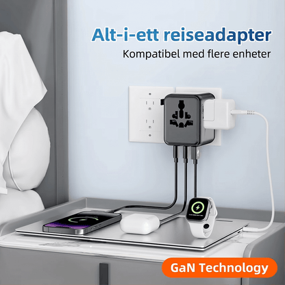 Universal Travel Plug Adapter 1005DC – 25W PD GaN Alt-i-ett universell reiseadapter