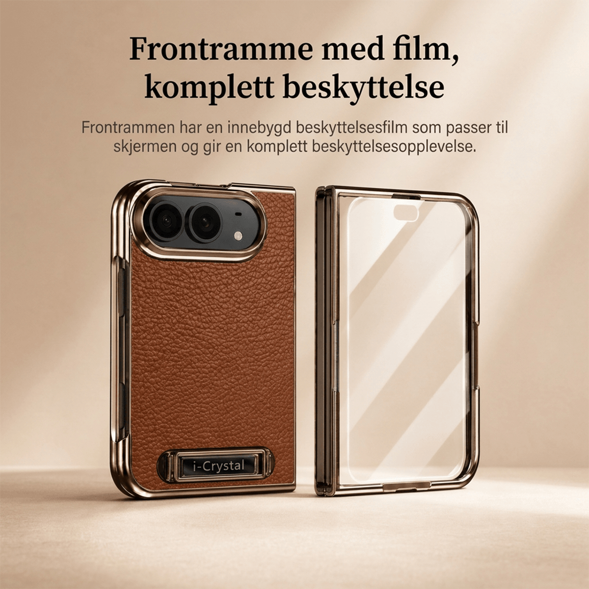 i-Crystal PU-skinn Elektroplettert Sammenleggbart Deksel til Apple iPhone Duo