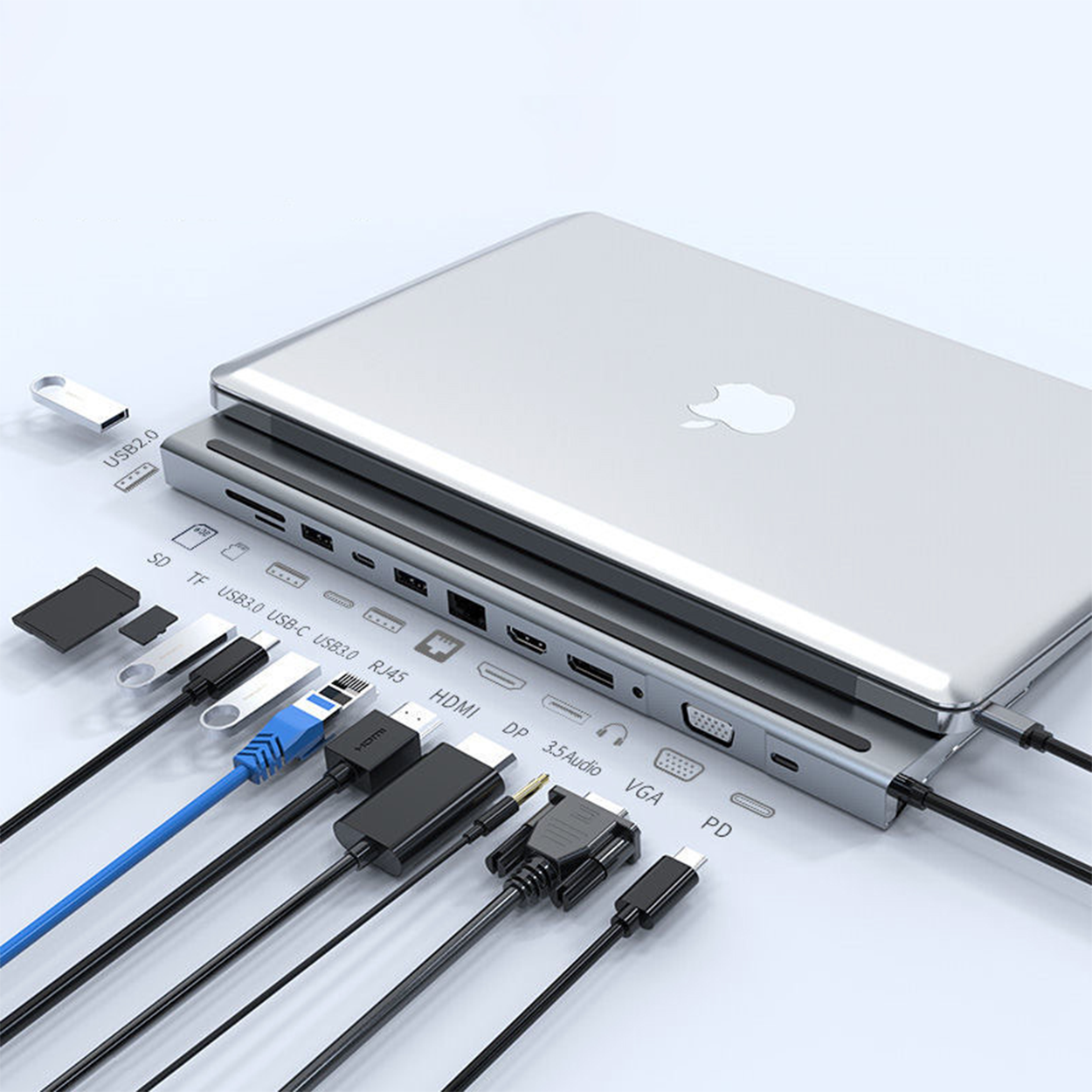 12-i-1 USB-C Hub dokkingstasjon