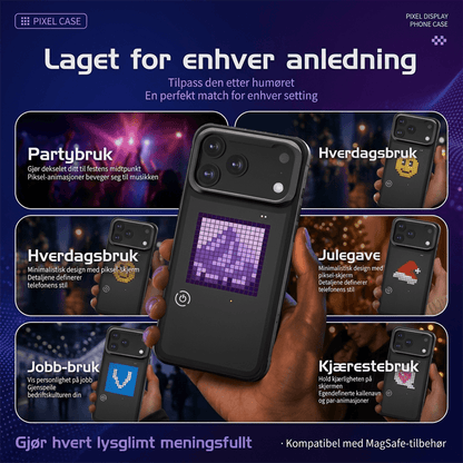 LUMIPIX Bluetooth-kompatibelt LED Pixel-deksel med fotstøtte for Apple iPhone