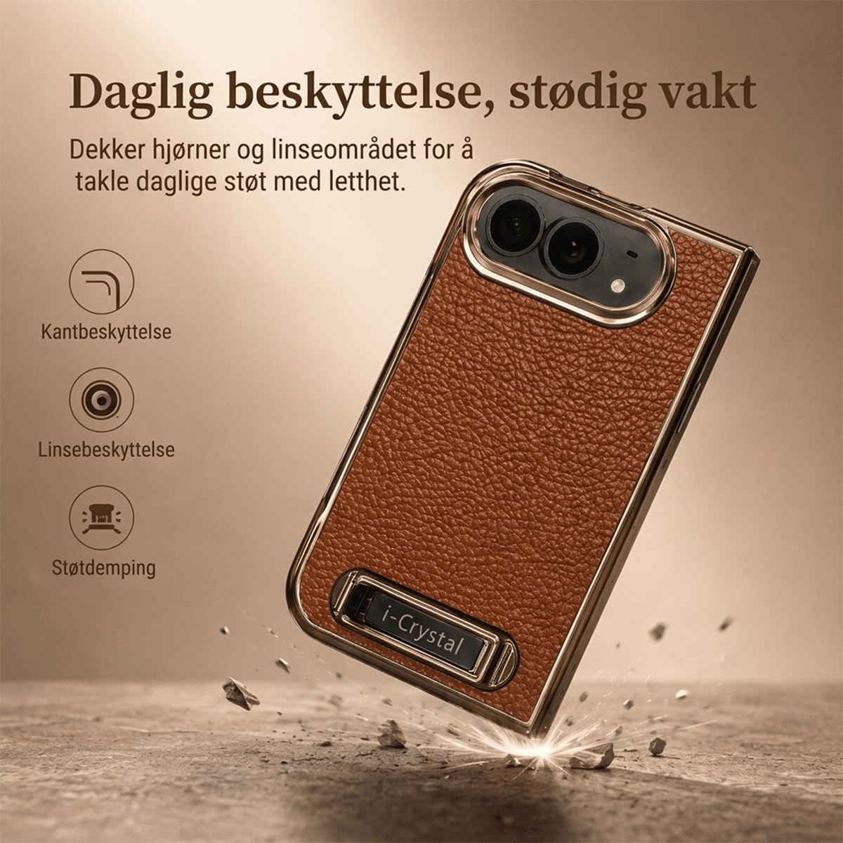 i-Crystal PU-skinn Elektroplettert Sammenleggbart Deksel til Apple iPhone Duo