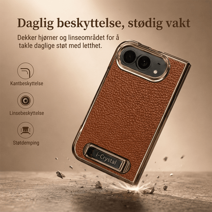 i-Crystal PU-skinn Elektroplettert Sammenleggbart Deksel til Apple iPhone Duo