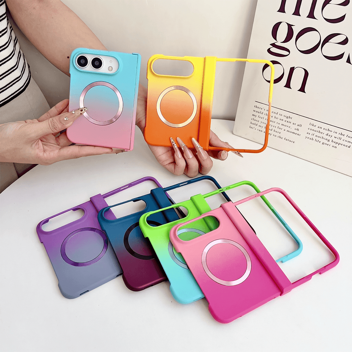 Rainbow Rabbit iPhone Duo Magnetisk Sammenleggbart Deksel
