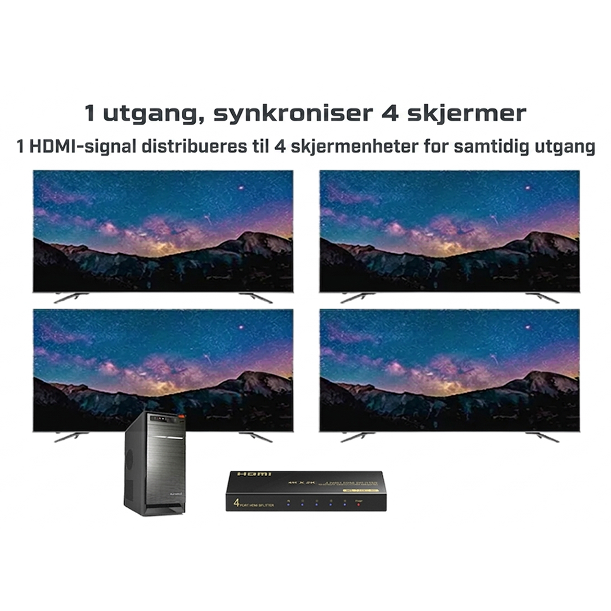 YITROX YT-SP104 4K HDMI-splitter 1 inn 4 ut