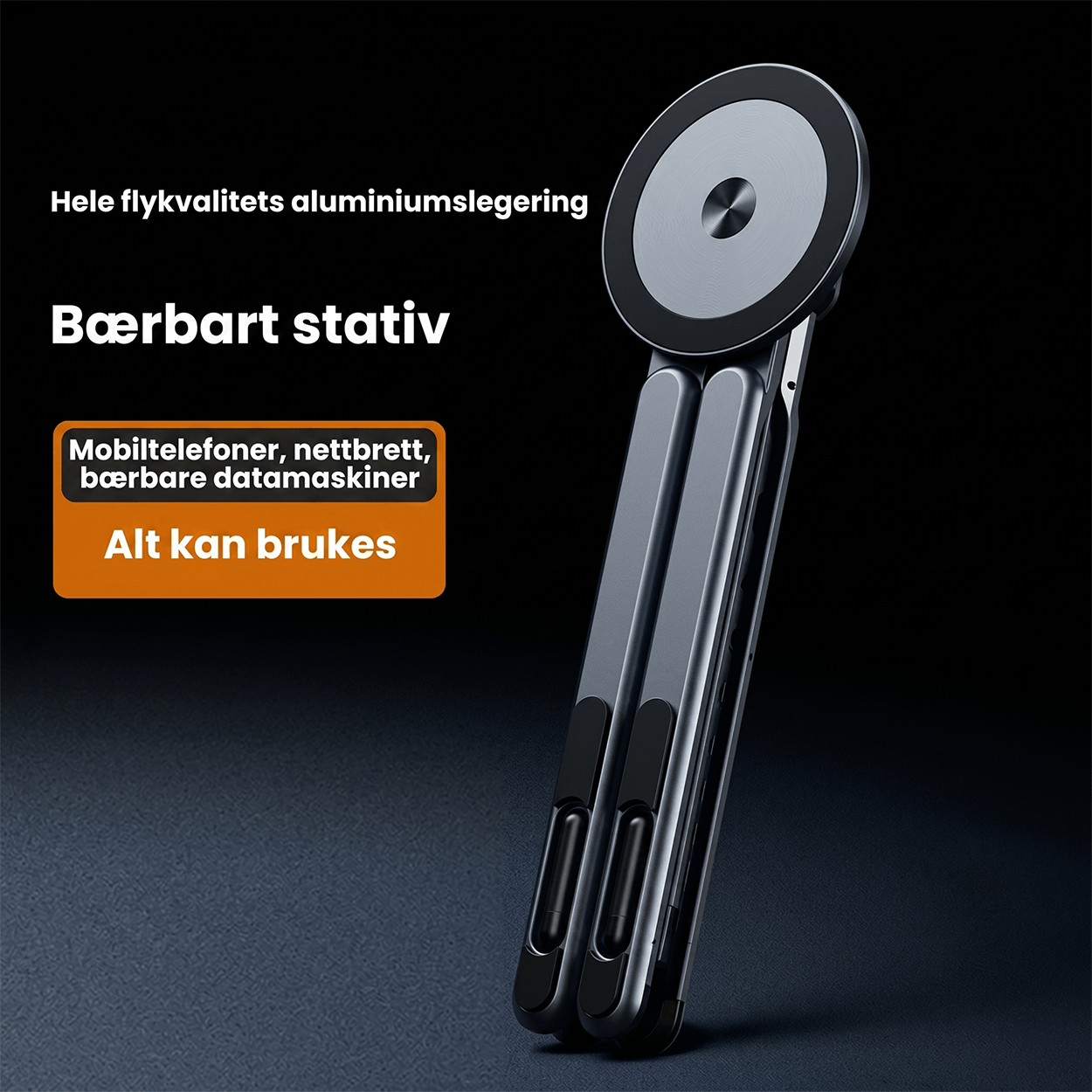Sammenleggbart magnetisk stativ for telefon, nettbrett og laptop