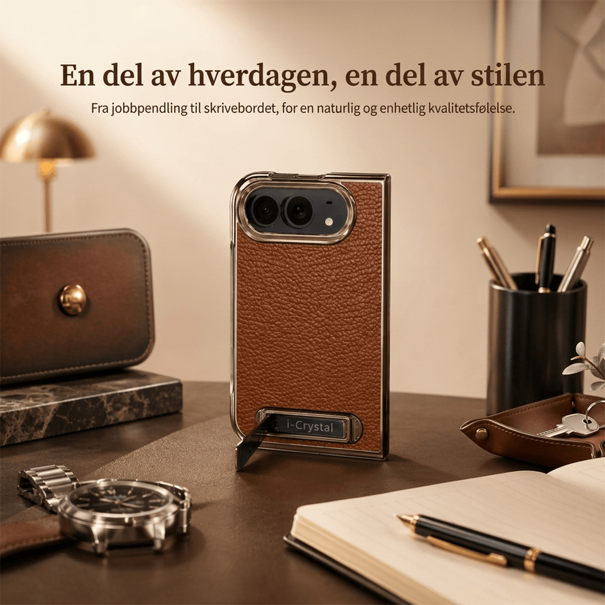 i-Crystal PU-skinn Elektroplettert Sammenleggbart Deksel til Apple iPhone Duo