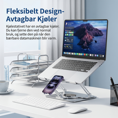 Bærebar kjølingsplate og stativ med termoelektrisk kjøler, 2-i-1 med telefonstativ, 360° roterbar base