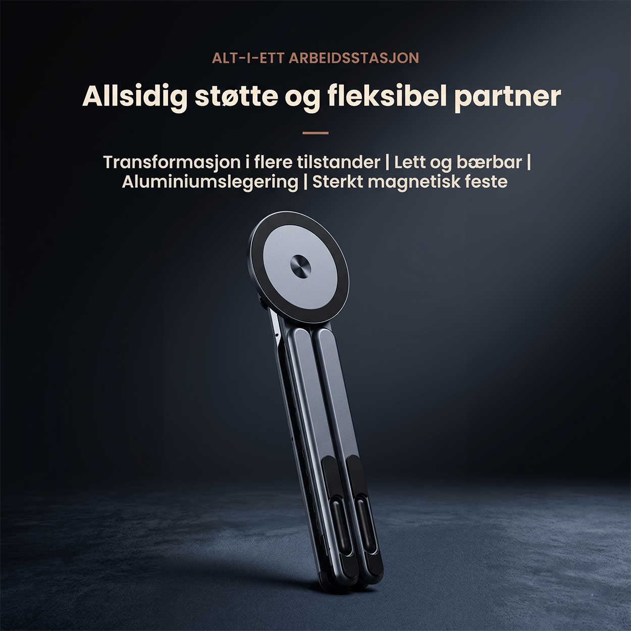 Sammenleggbart magnetisk stativ for telefon, nettbrett og laptop